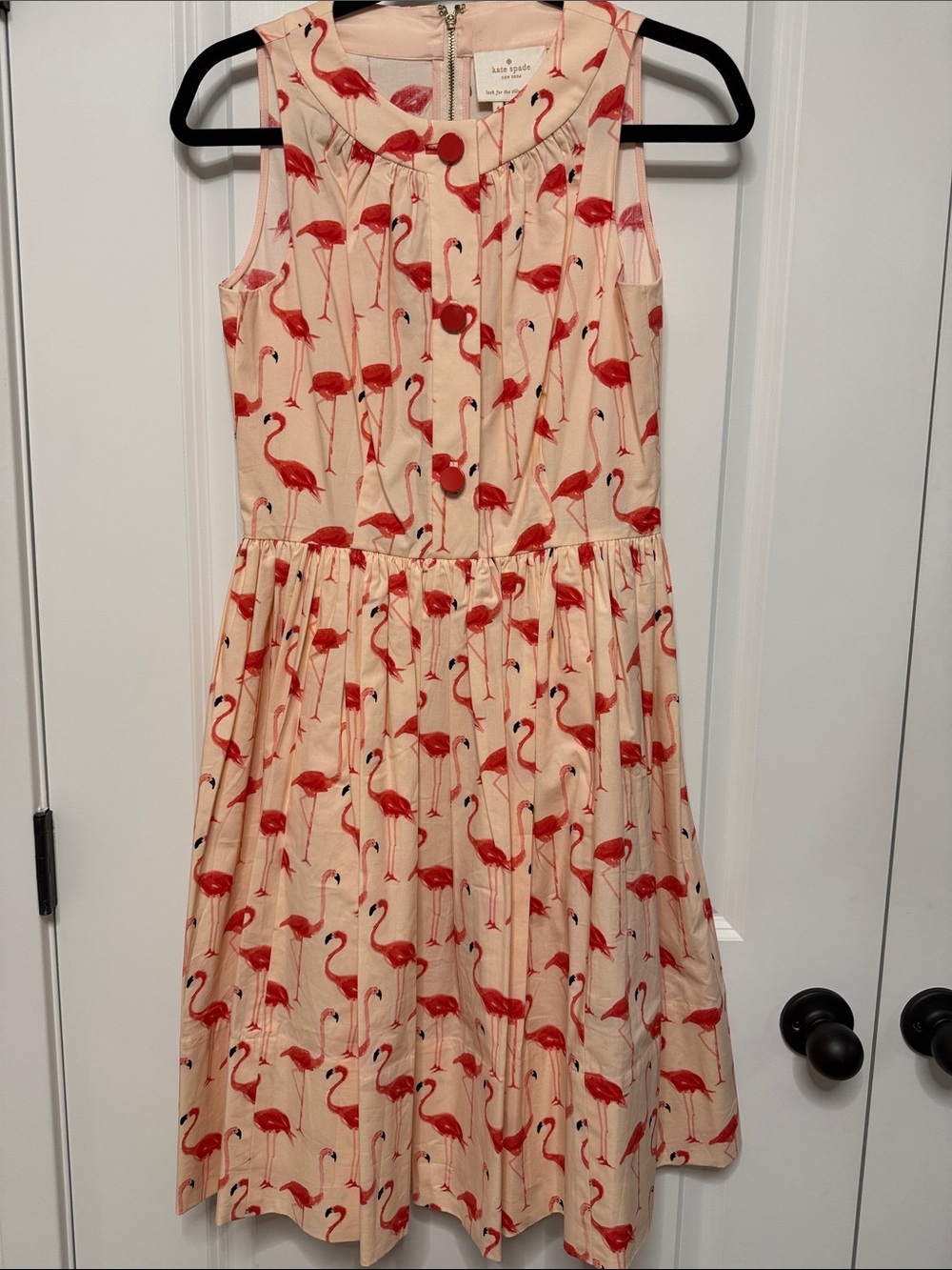 kate spade Pink Flamingo Print Sleeveless Fit-and-Flare Dress
